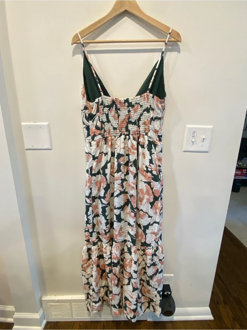 Abercrombie & Fitch button through smocked maxi dress floral size large tall